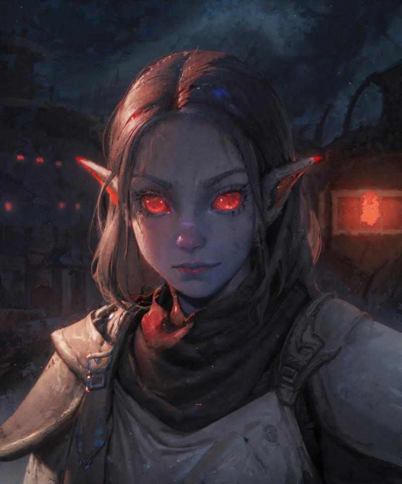 168694-1312267473-n'wah dumner, blue grey skin, glowing red eyes, city, morrowind, fantasy,  armor, making a face, (little girl_1.2)__lora_morrowi.jpg